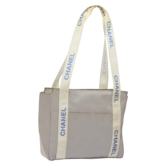 CHANEL Tote Bag PVC Canvas Greige Silver CC Auth bs26664 - Picture 1 of 16
